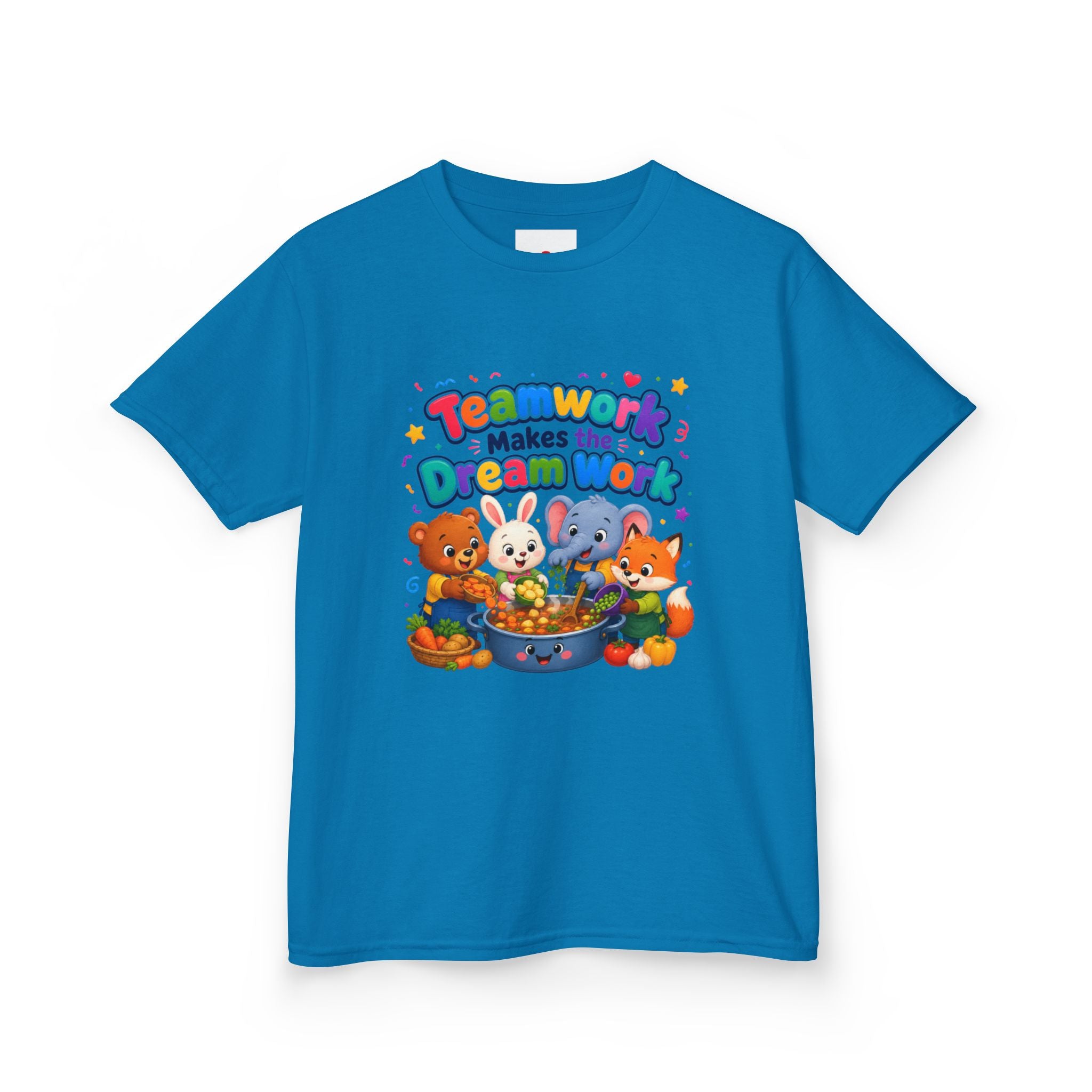 Kids Tee — “Teamwork Makes the Dream Work” Cute Animal Classroom Shirt