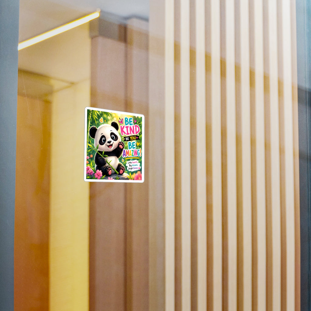 Be Kind Panda Vinyl Sticker — Inspirational Kiss-Cut Decal