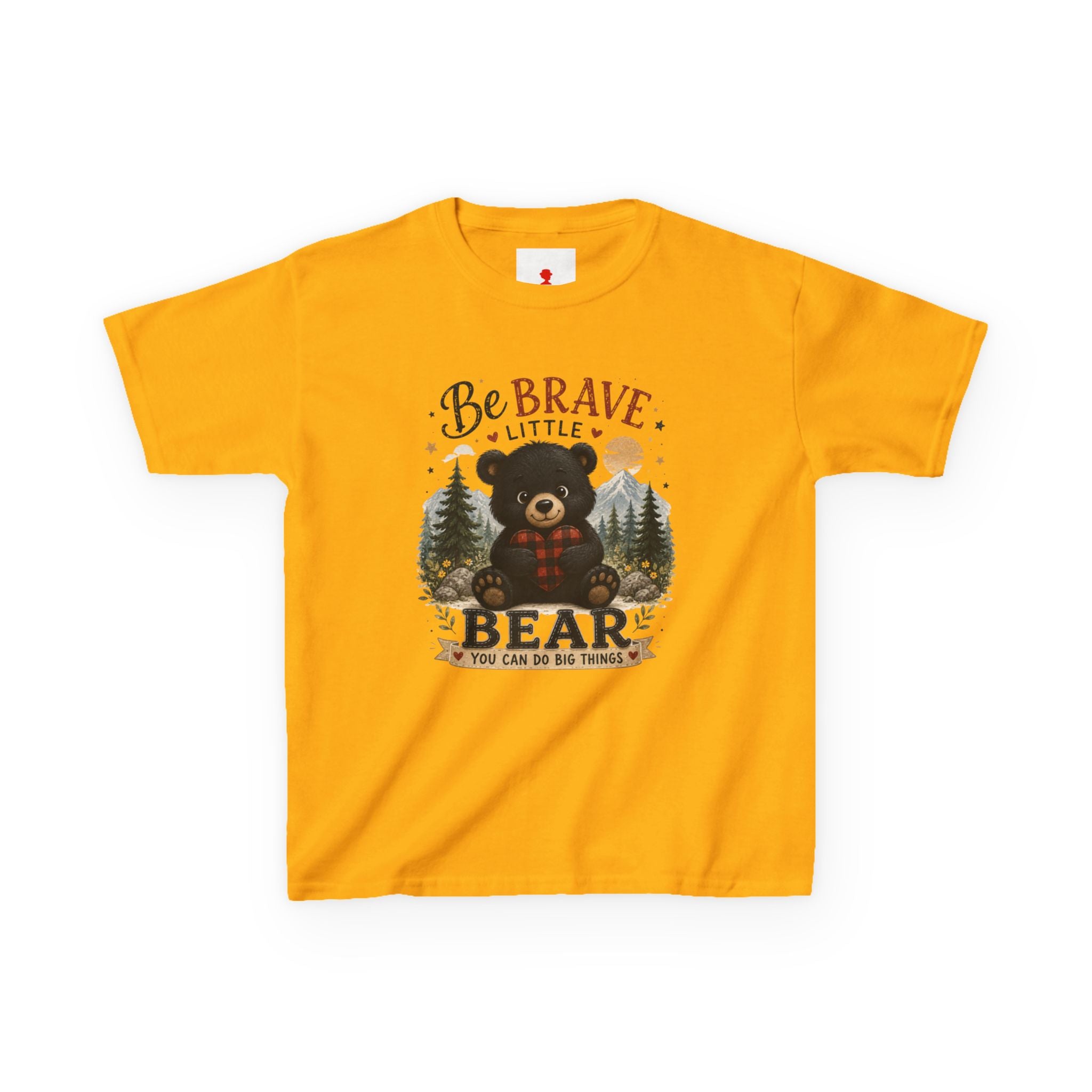 Kids T‑Shirt — "Be Brave Little Bear" Cute Woodland Bear Tee for Children, Inspirational Adventure Gift