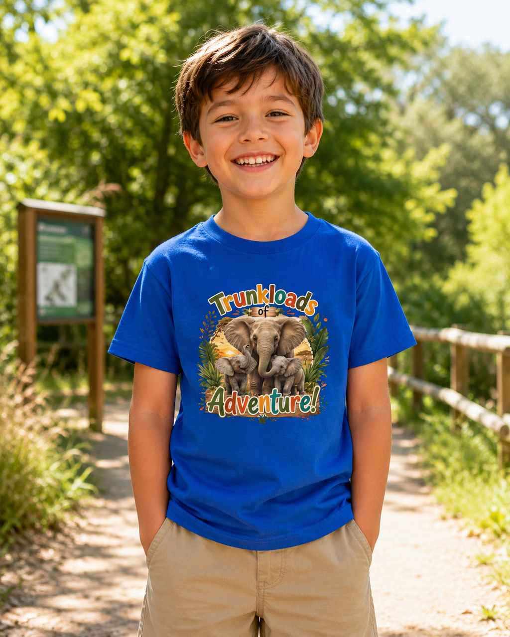 Kids Tee - "Trunkloads of Adventure" Elephant Graphic