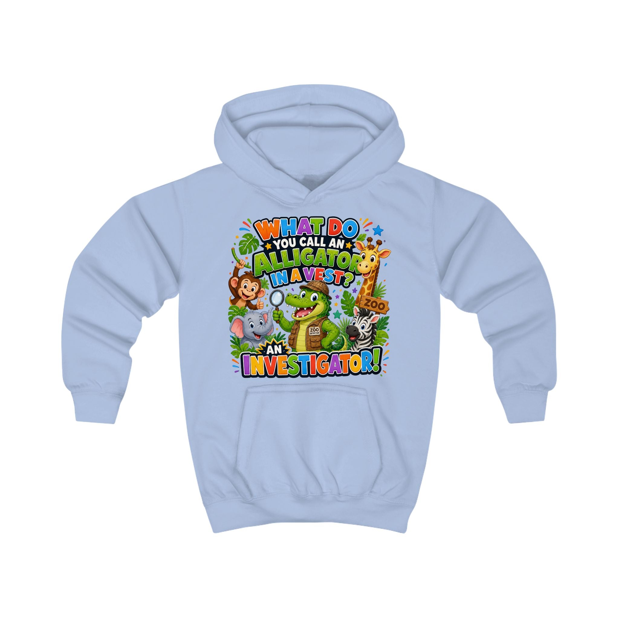 Alligator Investigator Kids Hoodie | Cute Zoo Animal Detective Design