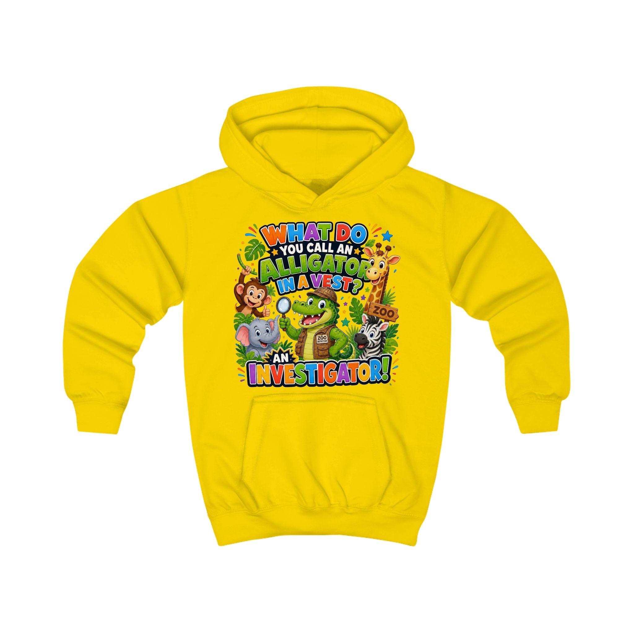 Alligator Investigator Kids Hoodie | Cute Zoo Animal Detective Design
