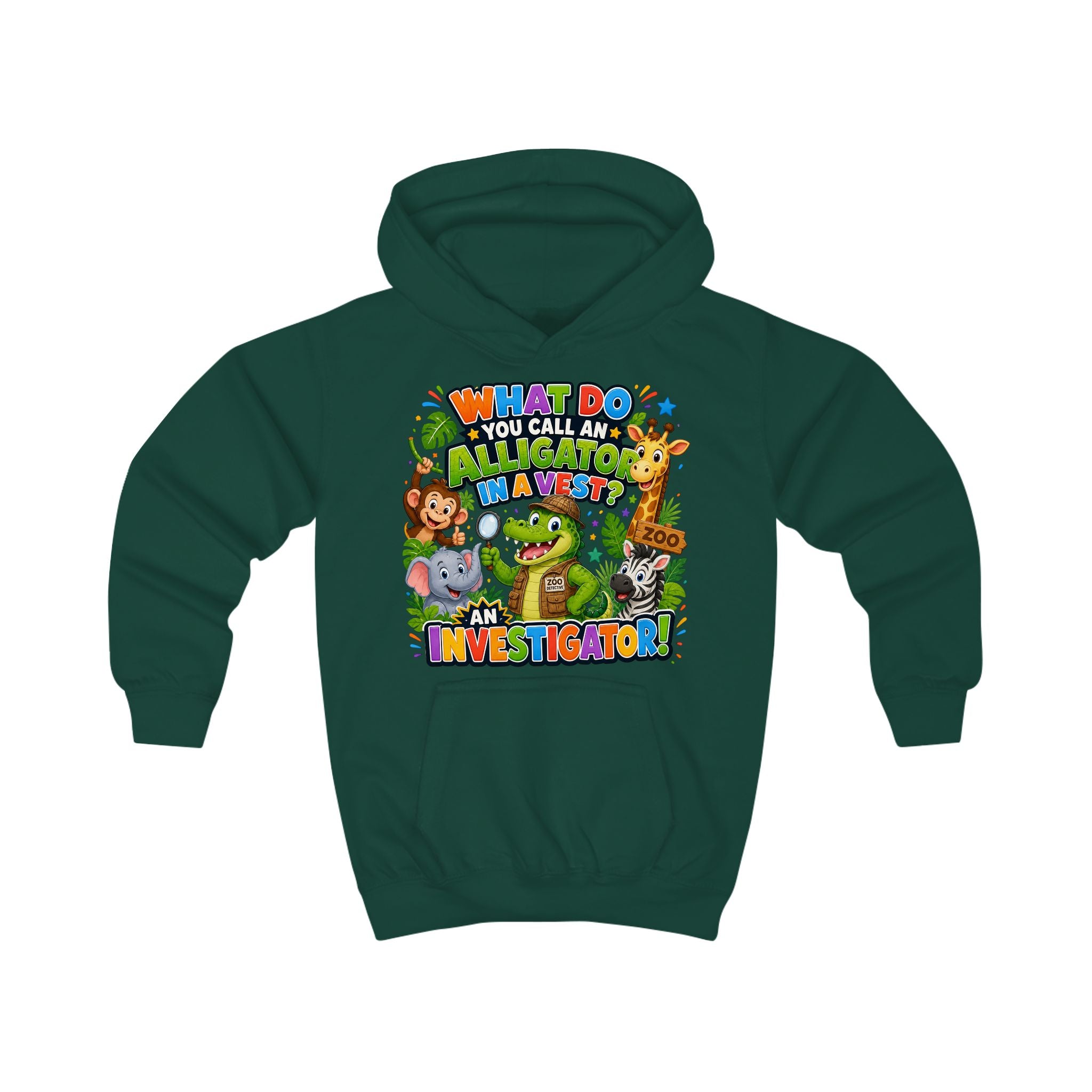 Alligator Investigator Kids Hoodie | Cute Zoo Animal Detective Design