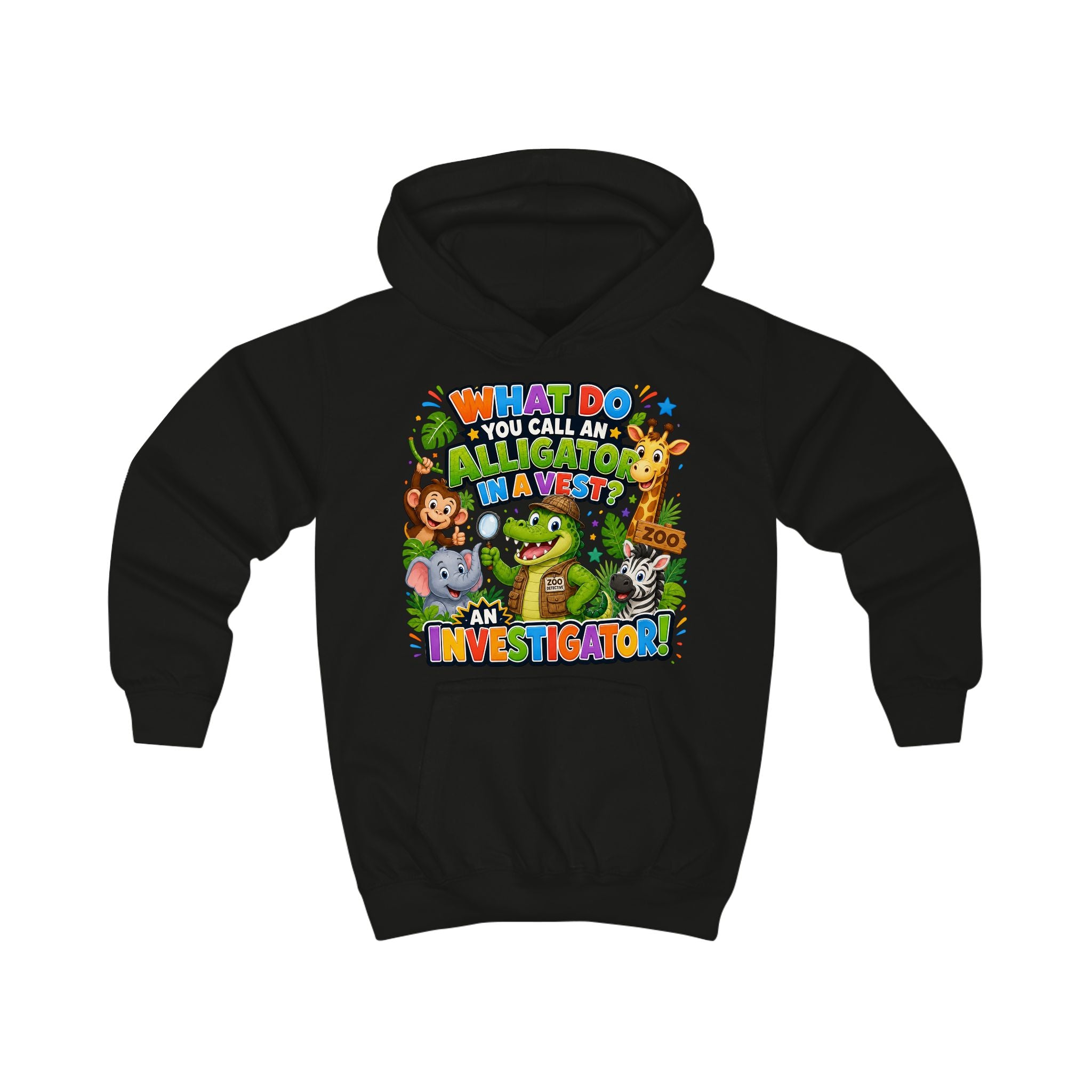 Alligator Investigator Kids Hoodie | Cute Zoo Animal Detective Design