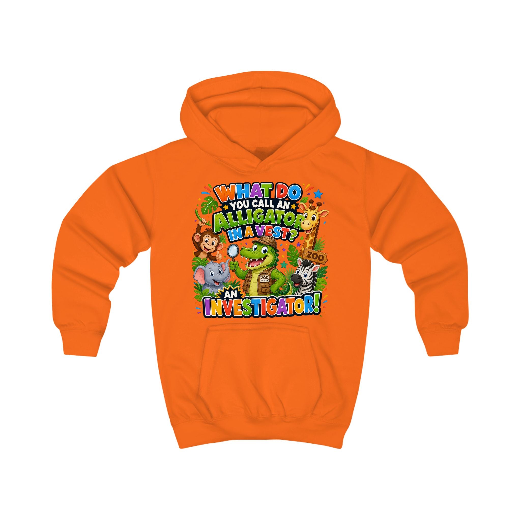 Alligator Investigator Kids Hoodie | Cute Zoo Animal Detective Design