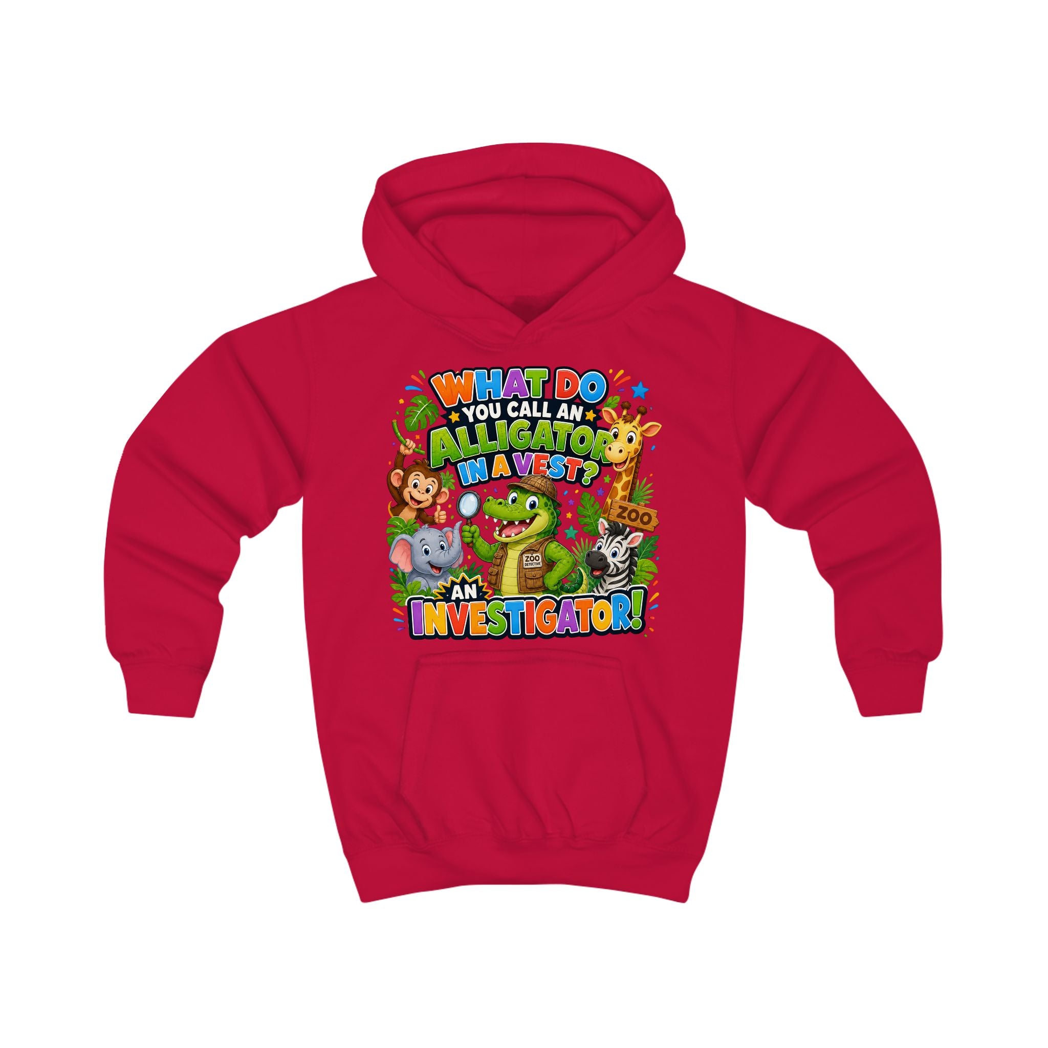 Alligator Investigator Kids Hoodie | Cute Zoo Animal Detective Design