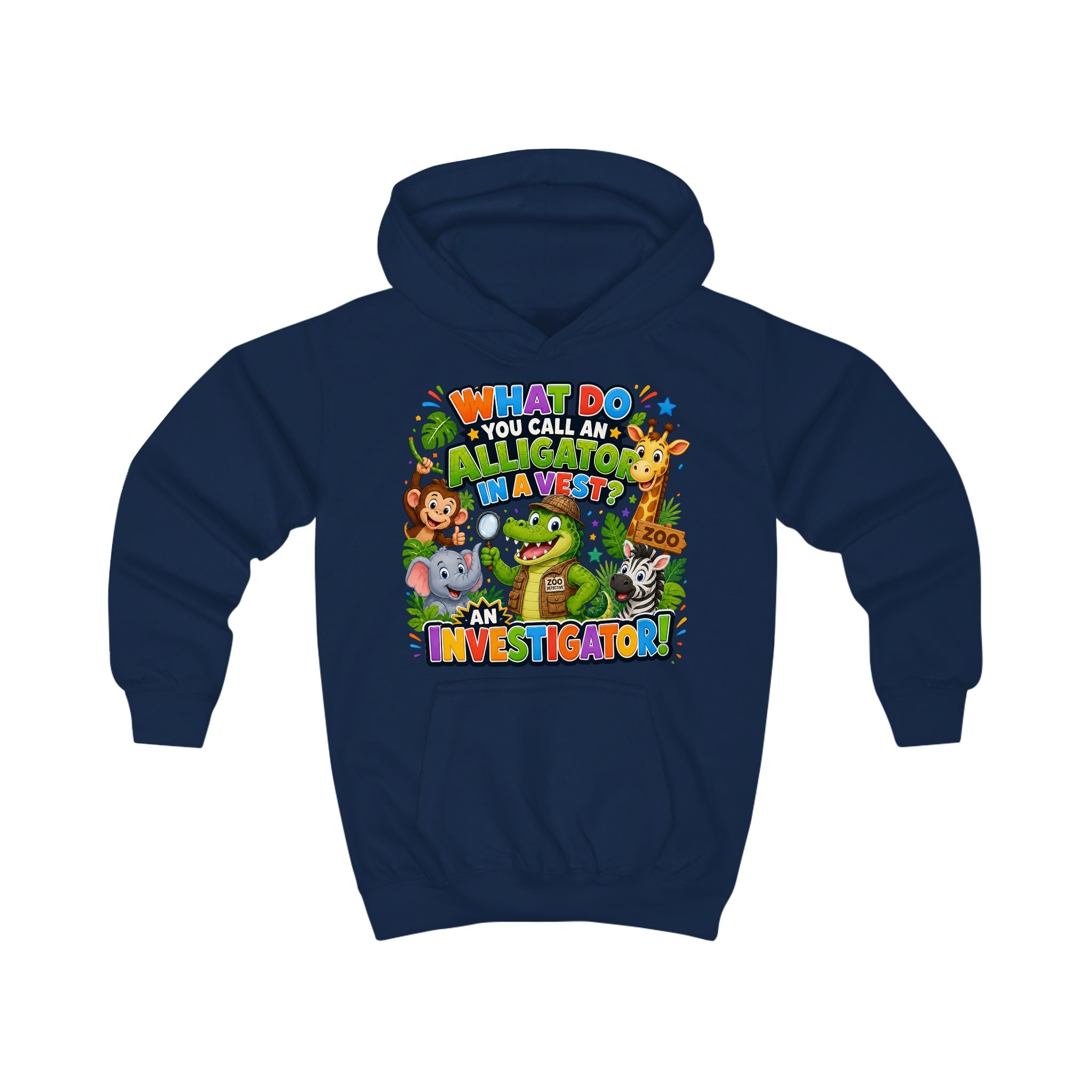 Alligator Investigator Kids Hoodie | Cute Zoo Animal Detective Design