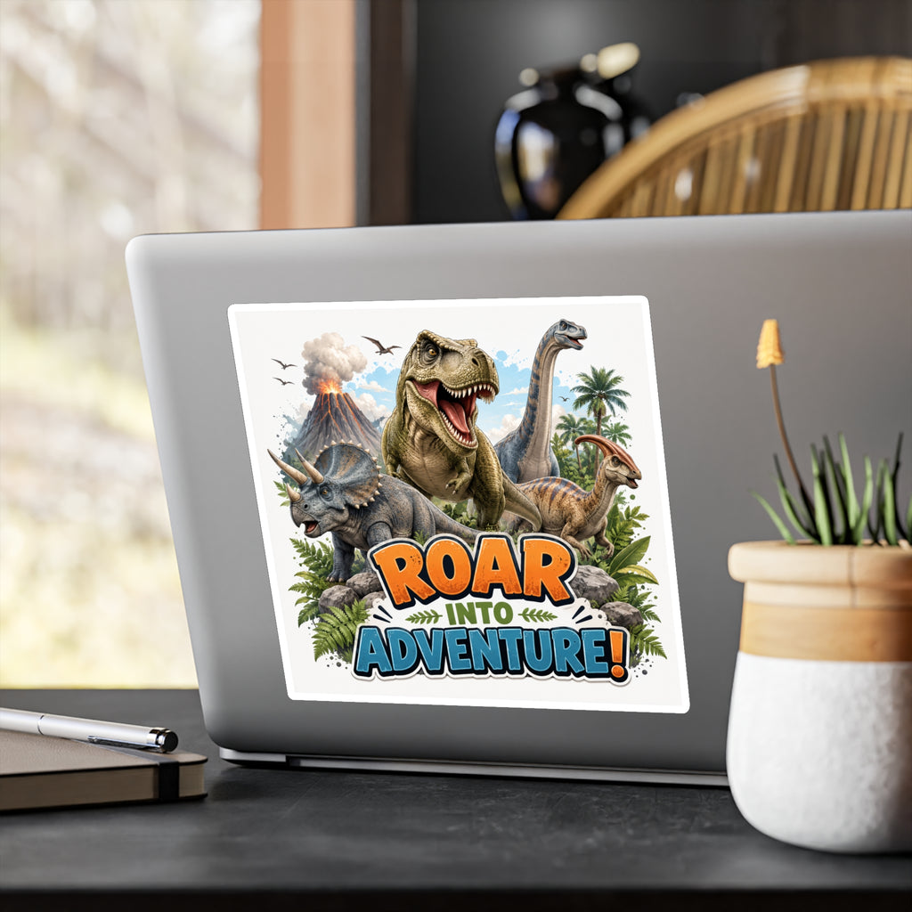 Roar Into Adventure! Dinosaur Kiss-Cut Vinyl Sticker