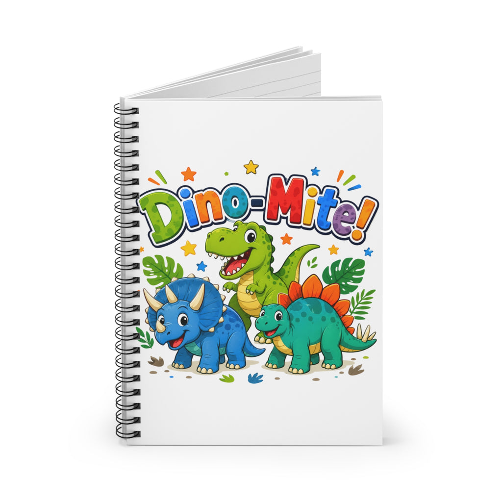 Dino-Mite! Kids Spiral Notebook — Cute Dinosaur School Journal (Ruled)