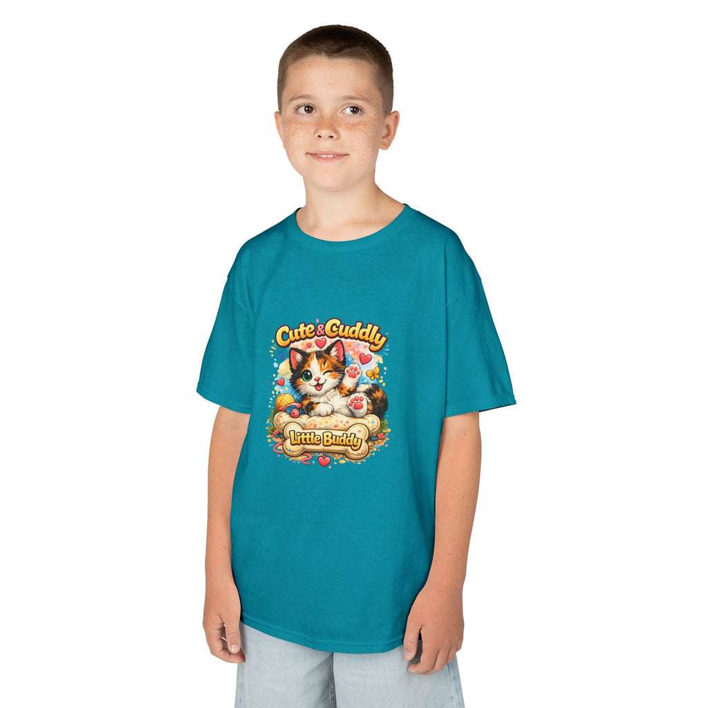 Kids T-Shirt — "Cute & Cuddly Little Buddy" Cat Graphic Tee