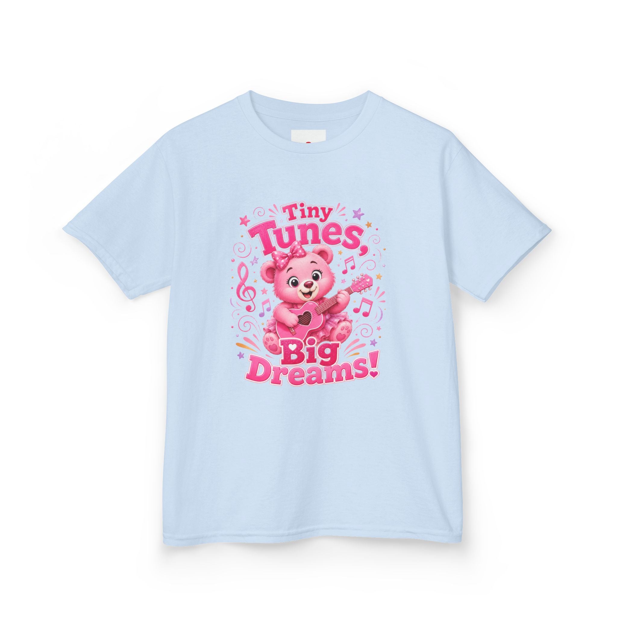 Kids T-Shirt — "Tiny Tunes, Big Dreams" Cute Pink Bear Music Tee
