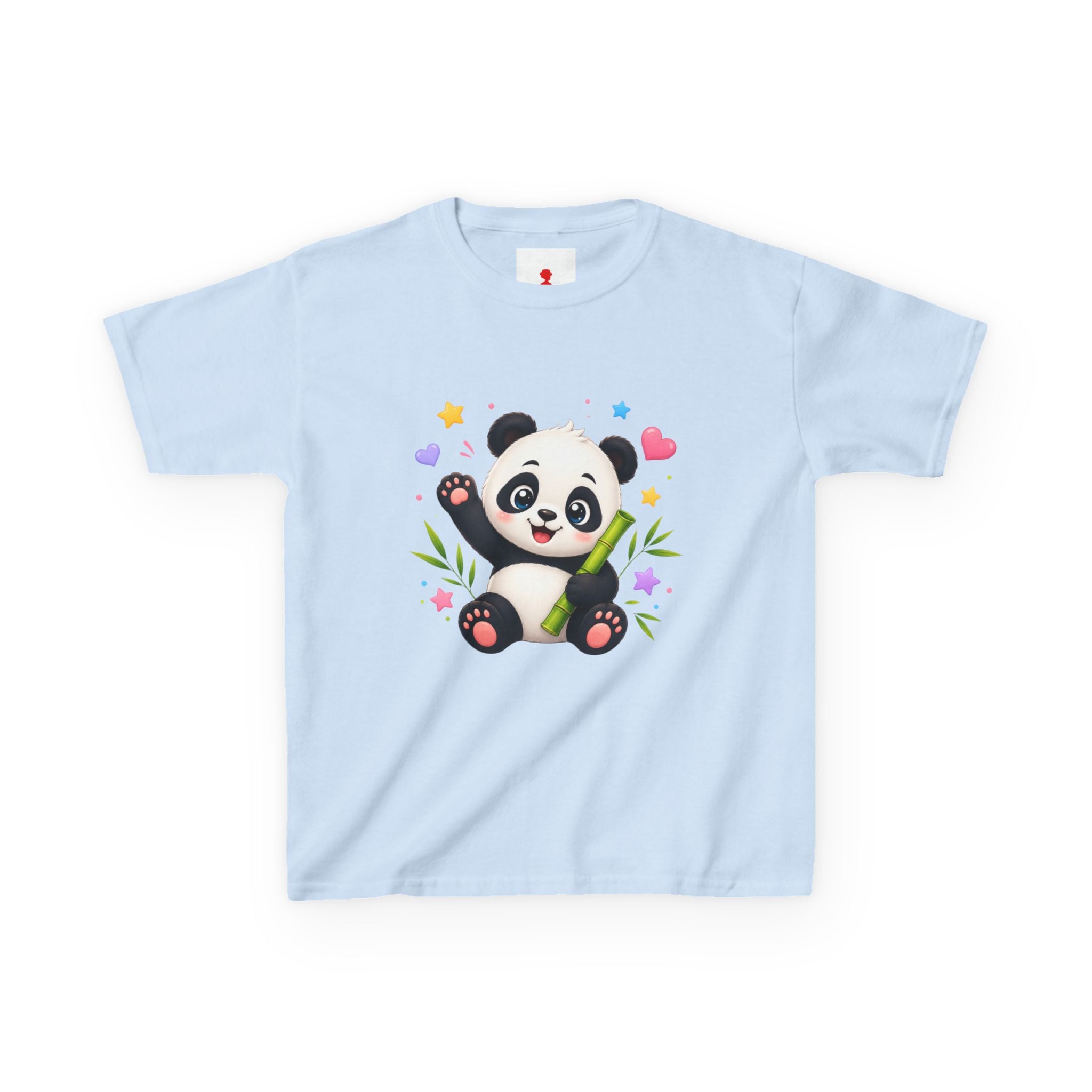 Cute Panda Kids T‑Shirt — Smiling Baby Panda with Hearts & Bamboo