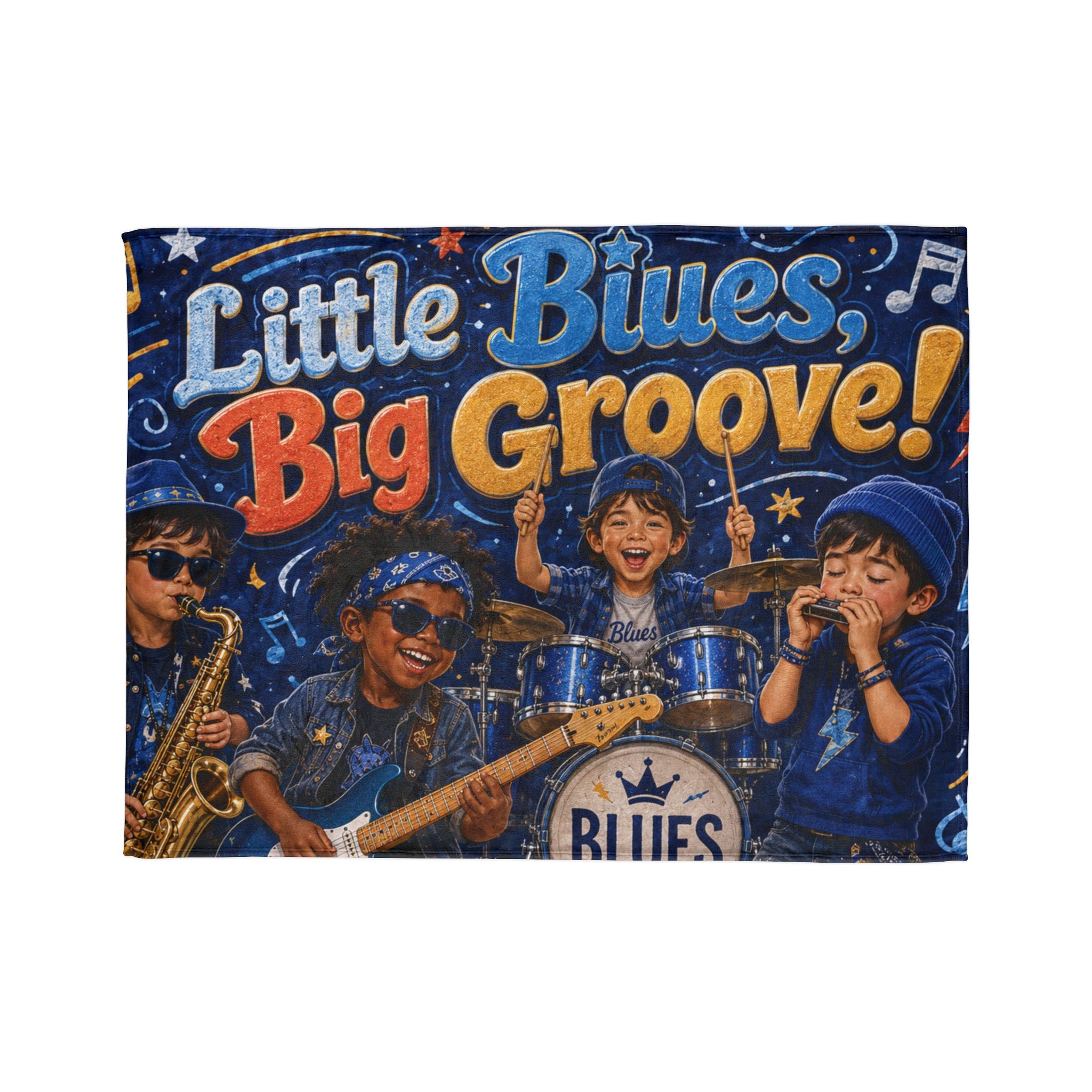 Blanket — "Little Blues, Big Groove!" Kids Blues Band Soft Polyester Blanket