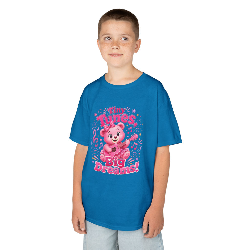 Kids T-Shirt — "Tiny Tunes, Big Dreams" Cute Pink Bear Music Tee