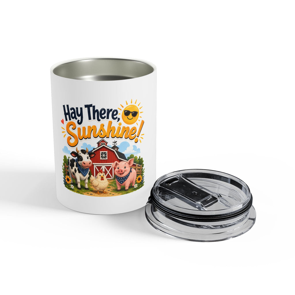 10oz Tumbler — "Hay There, Sunshine!" Cute Farm Animal Travel Mug