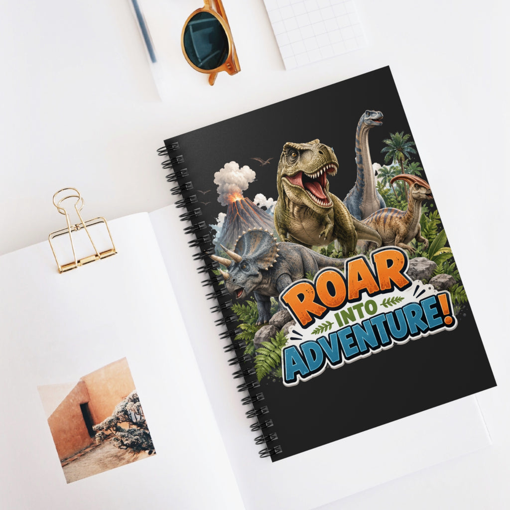 Dinosaur 'Roar Into Adventure!' Spiral Notebook — Ruled Journal for Kids