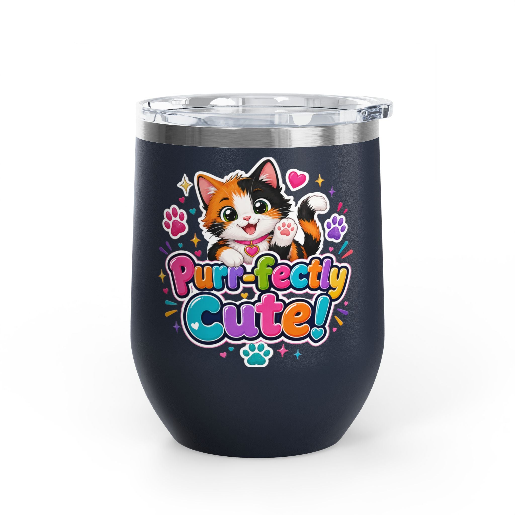 "Purr-fectly Cute!" Cat 12oz Insulated Stainless Steel Tumbler