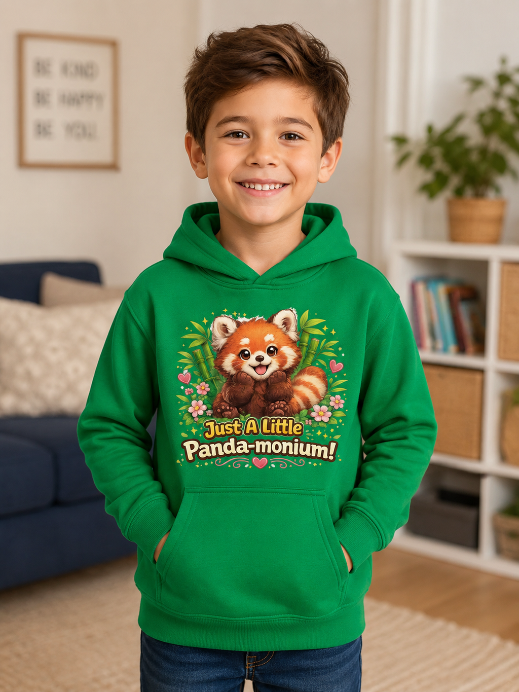 Red Panda Illustration Kids Hoodie | Just A Little Panda-monium, Cute Animal Shirt