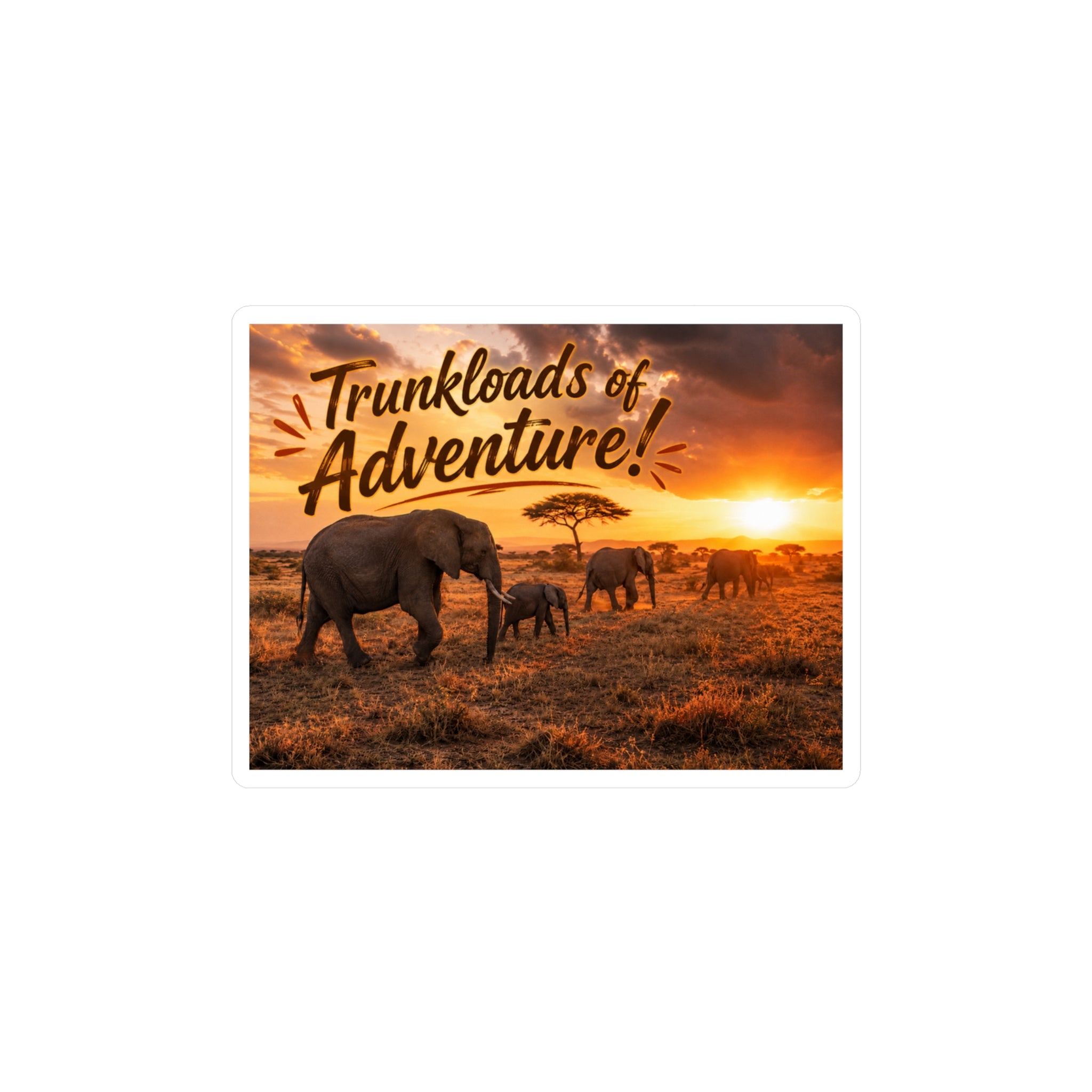 Trunkloads of Adventure Vinyl Sticker — Safari Elephant Kiss-Cut Decal