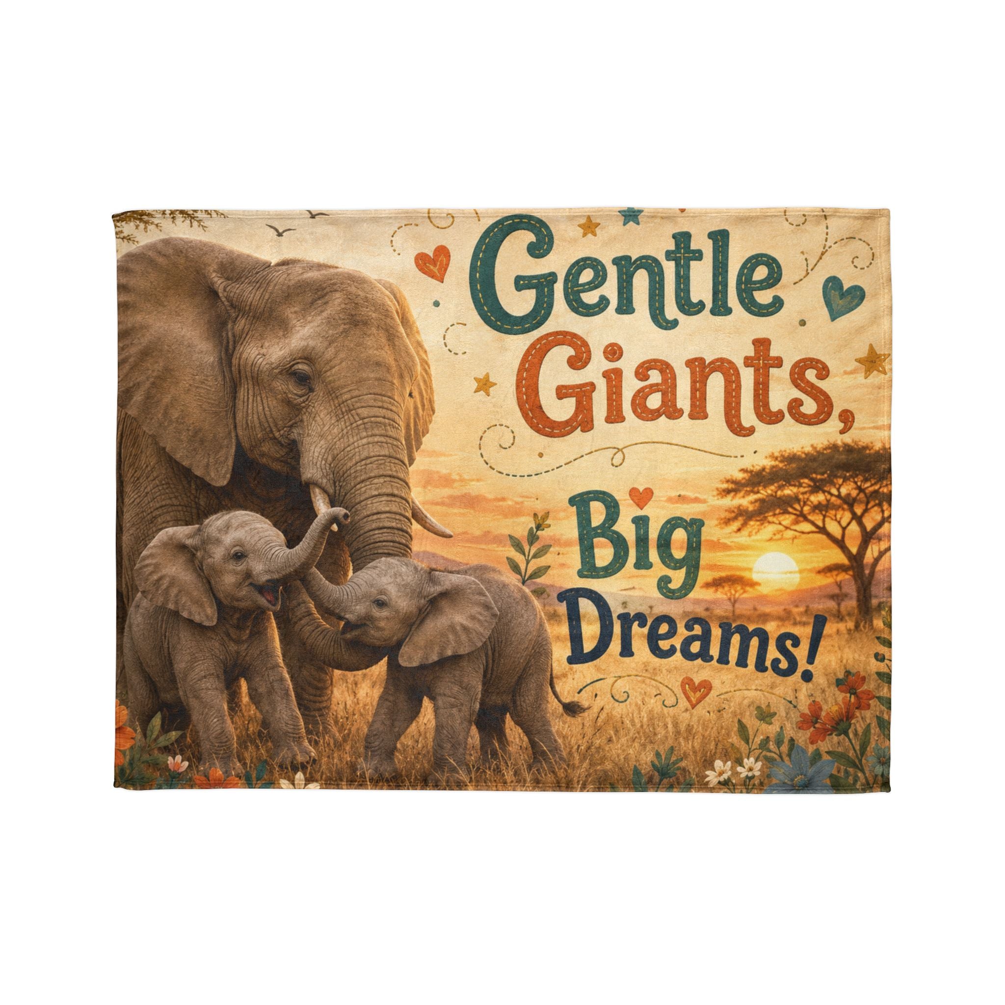 Elephant Family Blanket — "Gentle Giants, Big Dreams!" Soft Polyester Throw