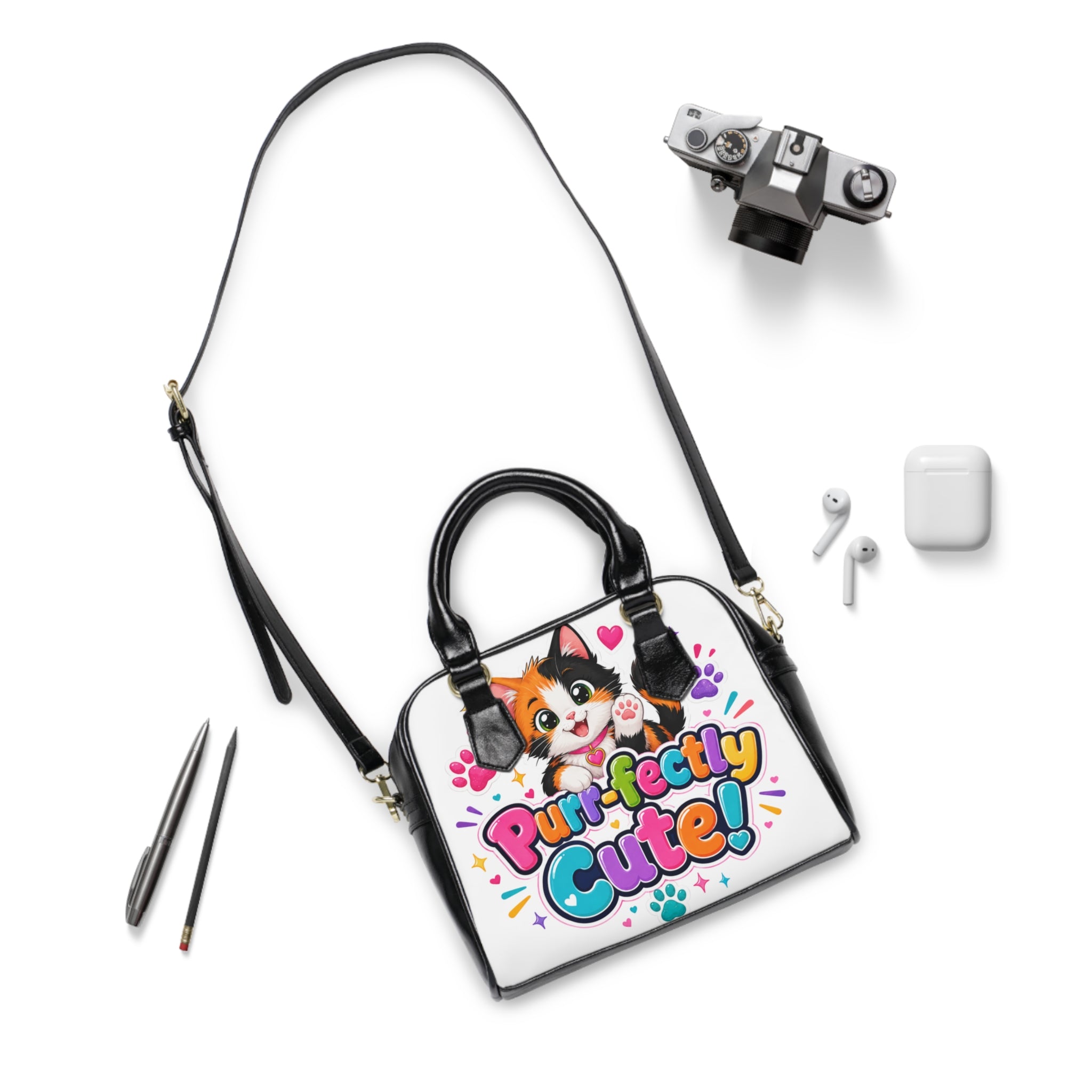 Shoulder Handbag — Purr-fectly Cute Cat Print Shoulder Handbag