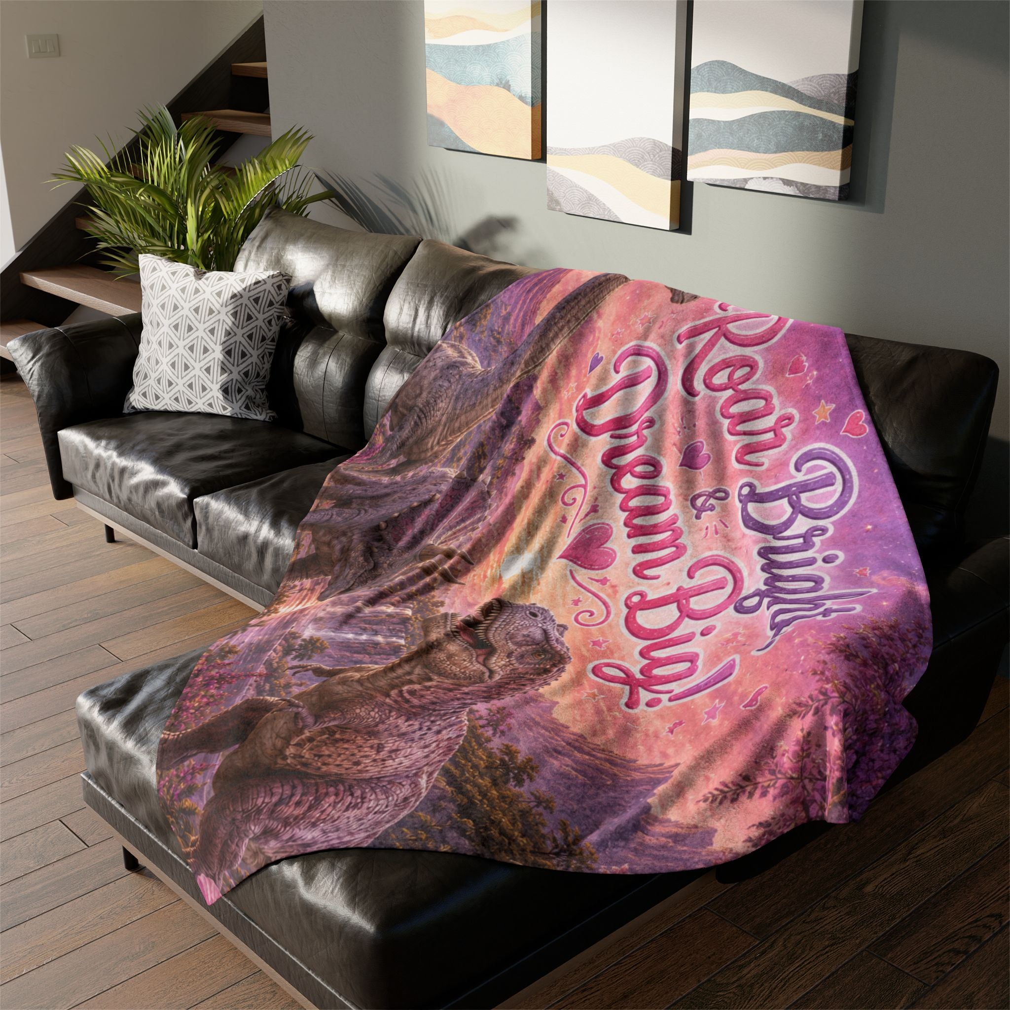 Roar Bright & Dream Big! Dinosaur Blanket