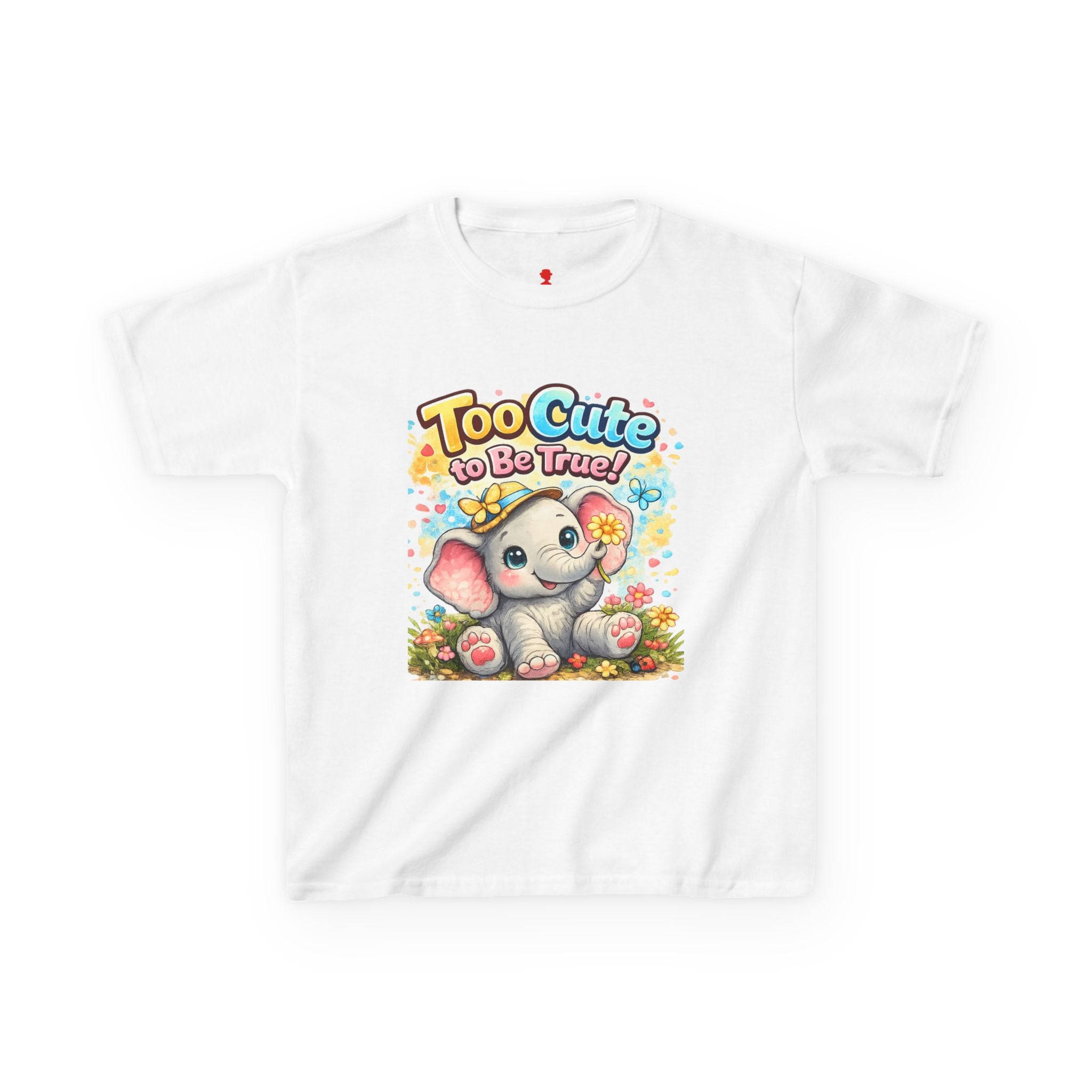Kids Tee — "Too Cute to Be True" Elephant Graphic