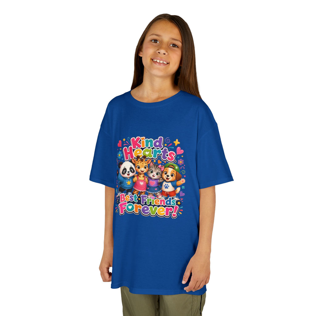 Kids Tee — "Kind Hearts Best Friends Forever" Colorful Cartoon Animals