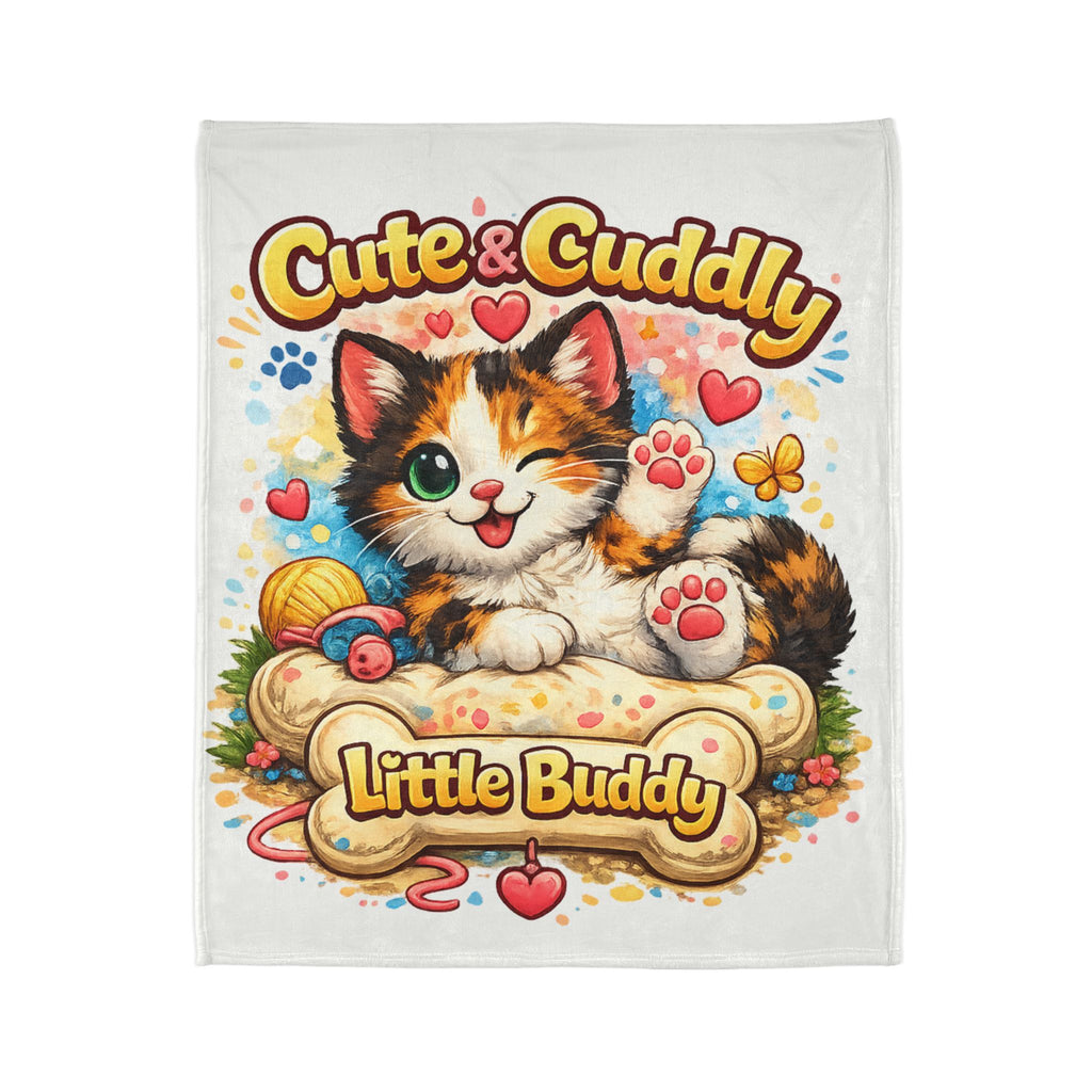 Cute & Cuddly Kitten Blanket — "Little Buddy" Soft Plush Throw for Kids & Cat Lovers