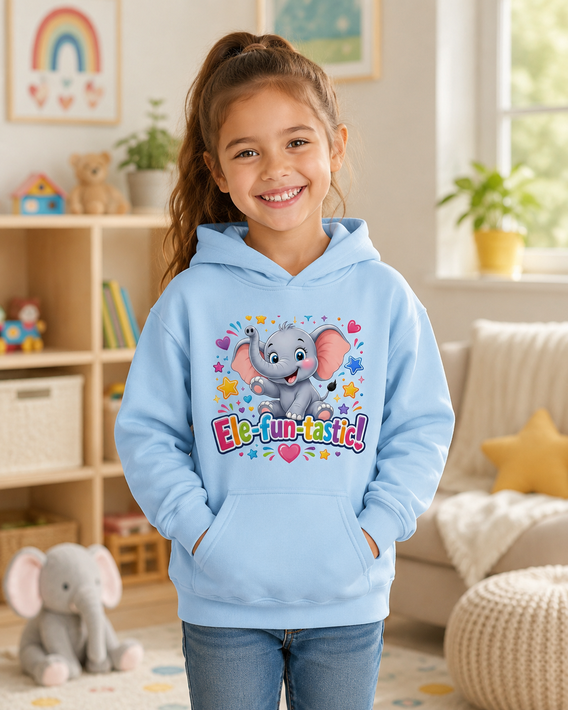 Ele-fun-tastic! Cute Elephant Kids Hoodie — Colorful Toddler Pullover