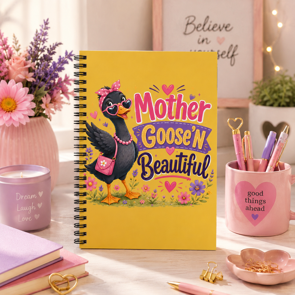 Mother Goose'n Beautiful Spiral Notebook — Cute Floral Mom Journal