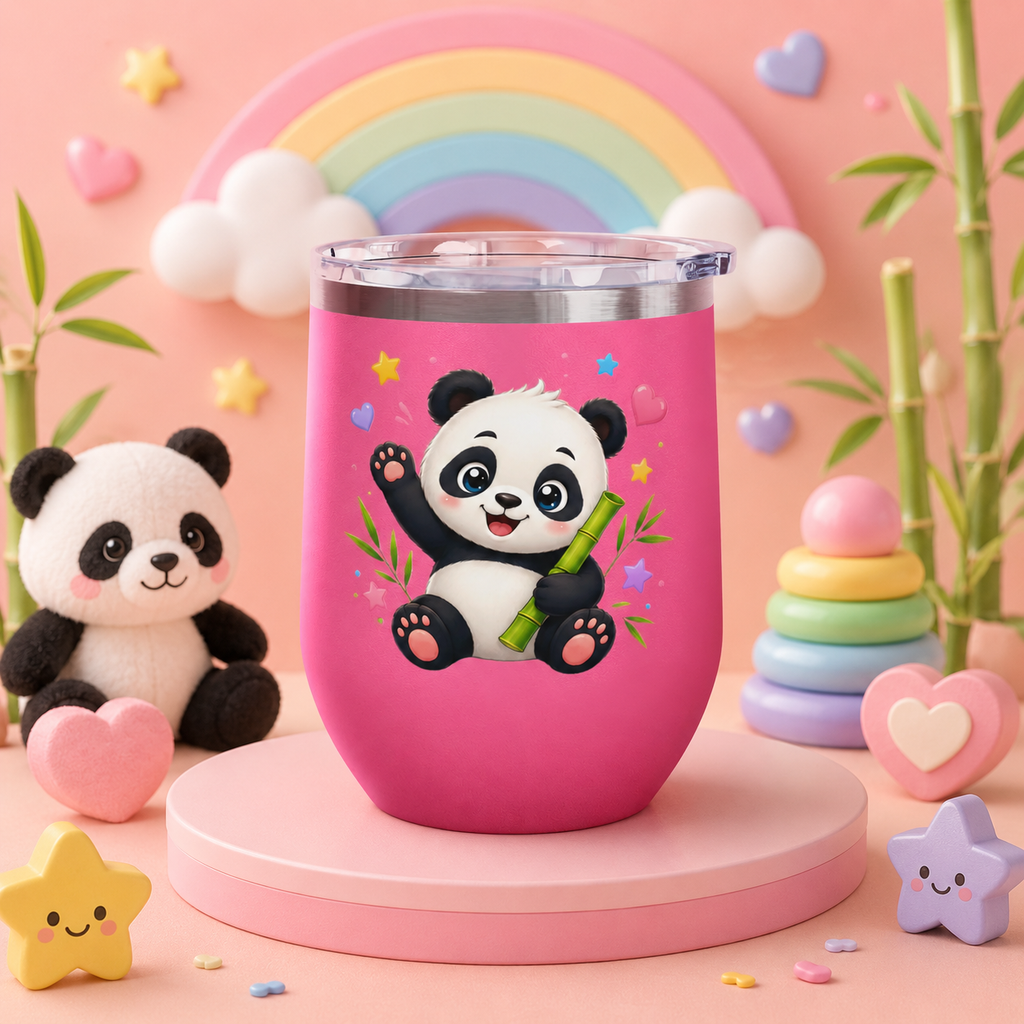 Panda Love 12oz Tumbler — Cute Bamboo Baby Panda Insulated Cup