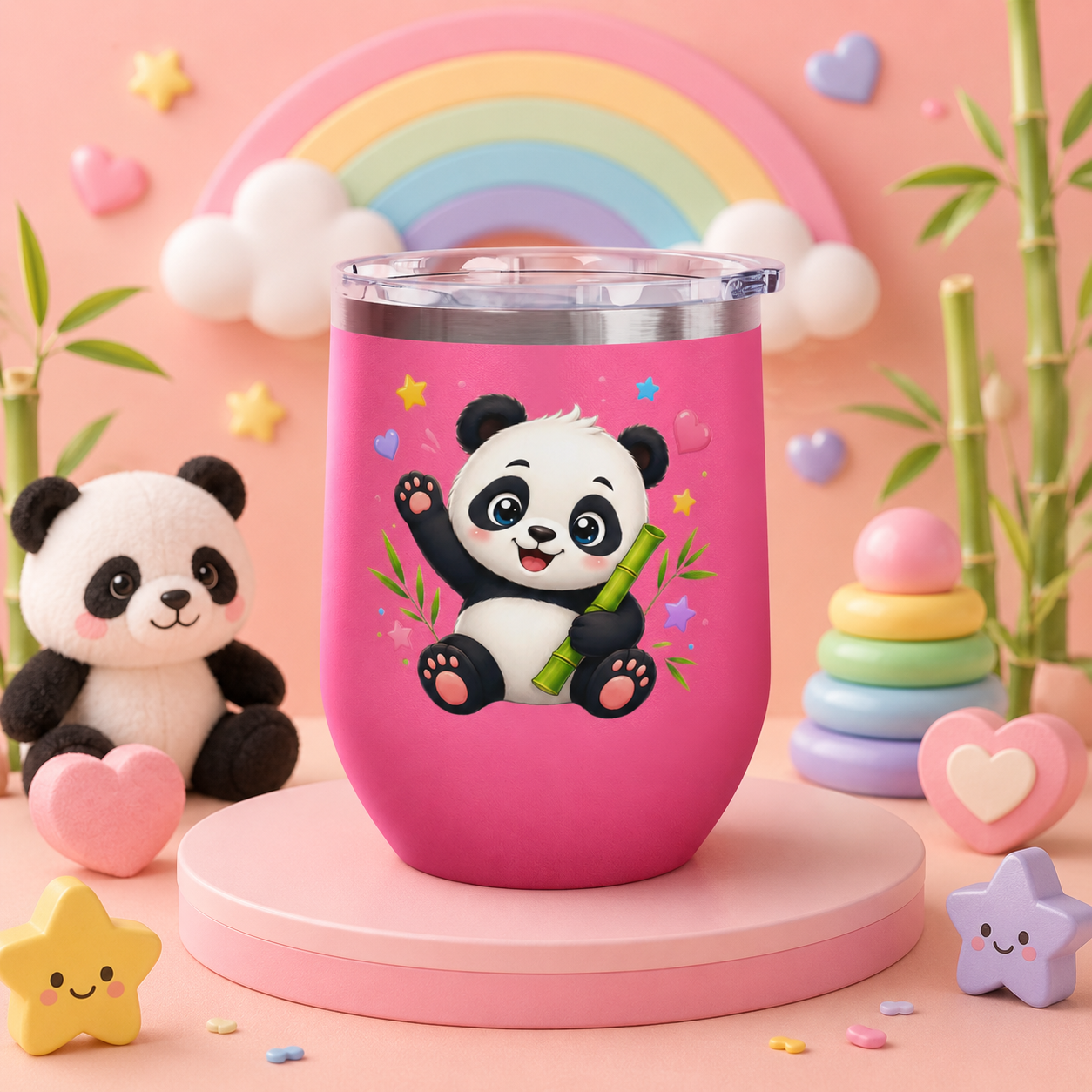 Panda Love 12oz Tumbler — Cute Bamboo Baby Panda Insulated Cup