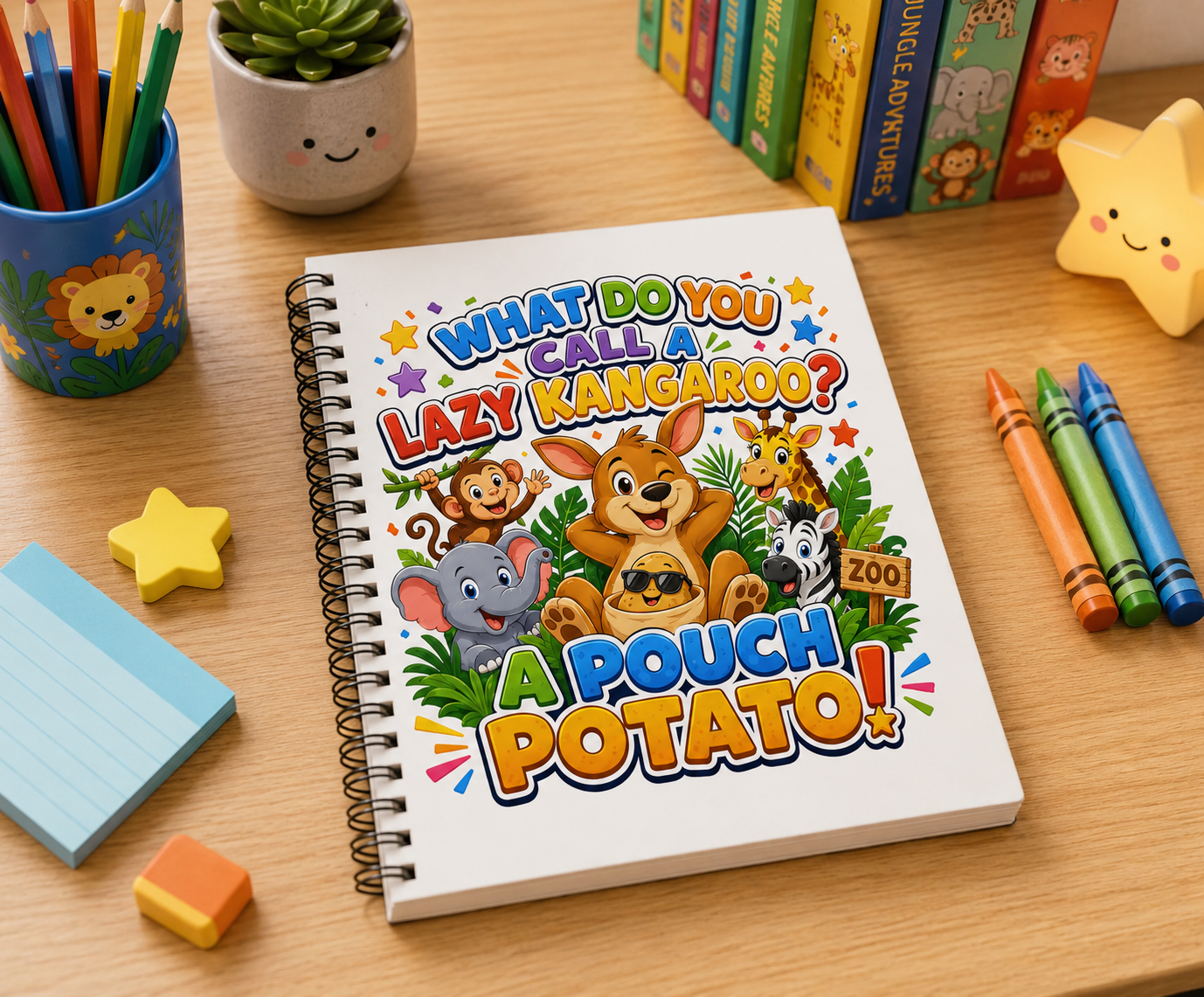 Lazy Kangaroo Pouch Potato Spiral Notebook | Ruled Journal
