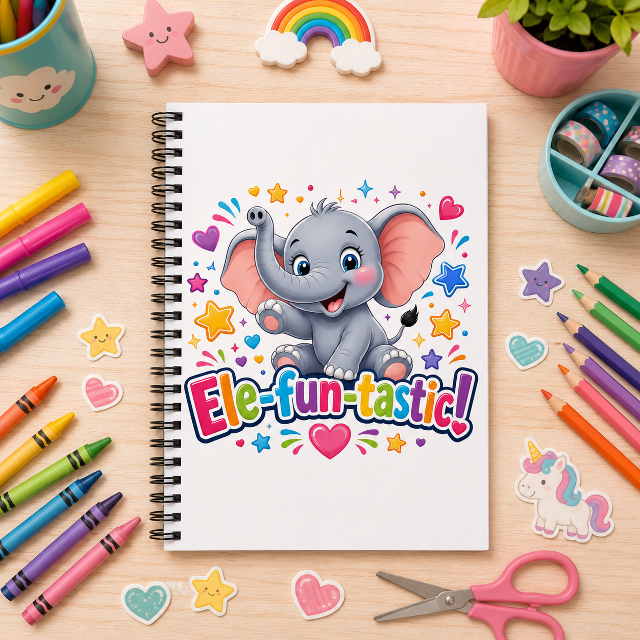 Ele-fun-tastic! Cute Elephant Spiral Notebook — Ruled Journal for Kids