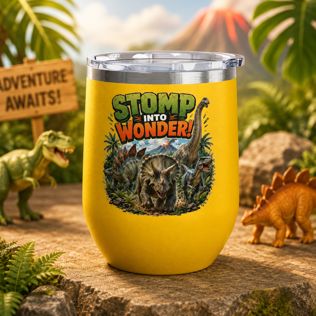 Dinosaur "Stomp Into Wonder" 12oz Tumbler