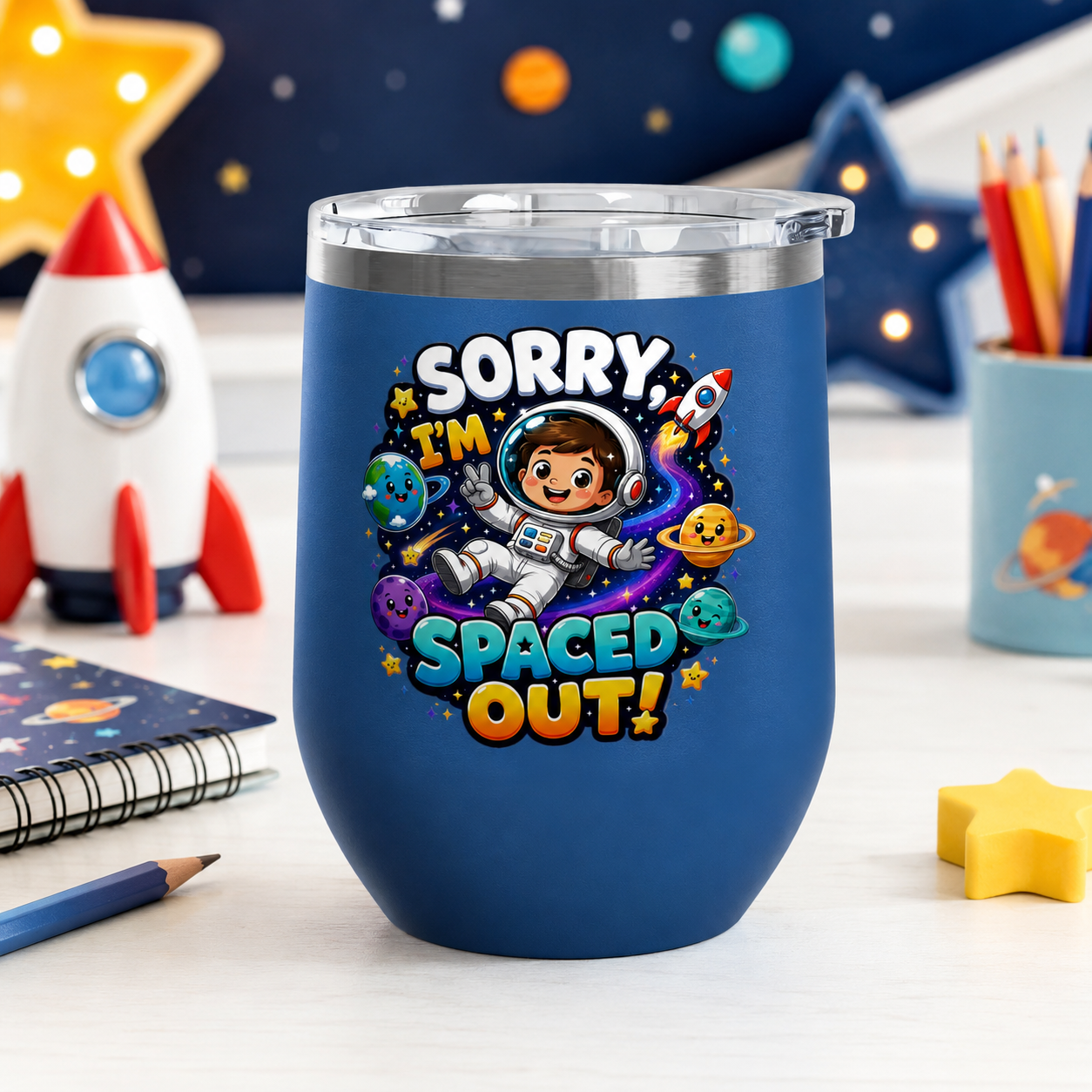 Spaced Out  — 12oz Insulated Space-themed Travel Cup