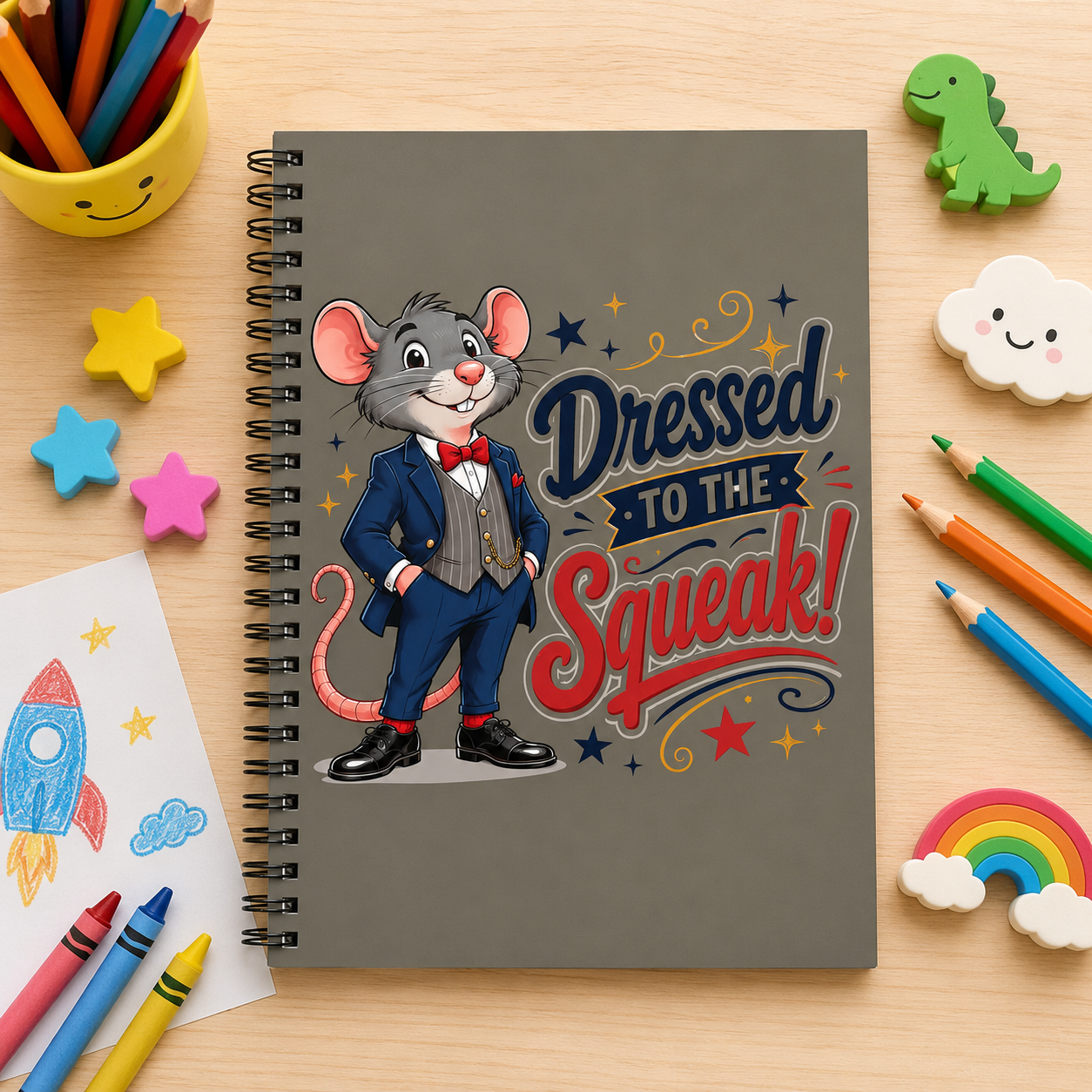 Dressed to the Squeak! Spiral Notebook — Cute Dapper Mouse Journal