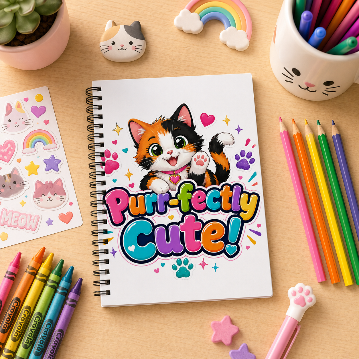 Purr-fectly Cute! Cat Spiral Notebook — Ruled Journal for Kids & Cat Lovers