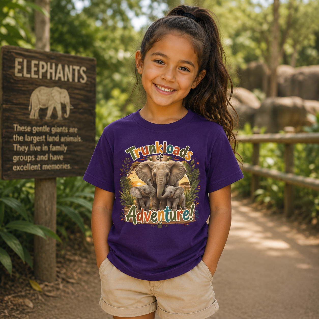 Kids Tee - "Trunkloads of Adventure" Elephant Graphic