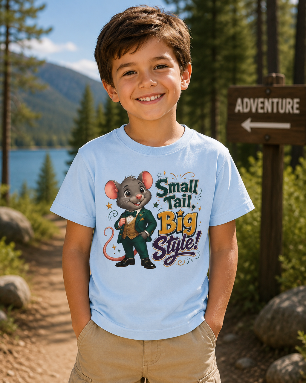 Kids T-Shirt — “Small Tail, Big Style!” Cartoon Mouse Graphic Tee