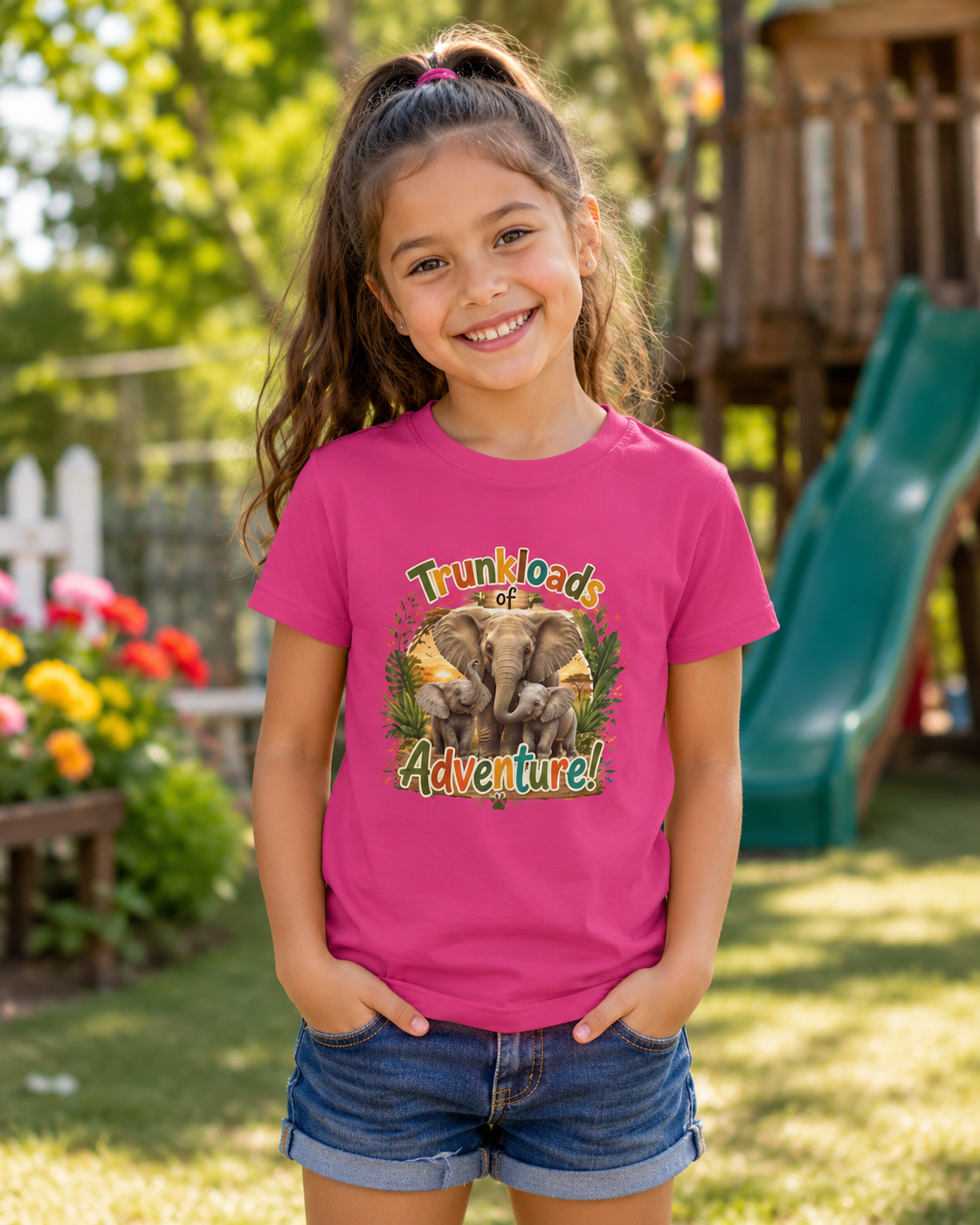 Kids Tee - "Trunkloads of Adventure" Elephant Graphic