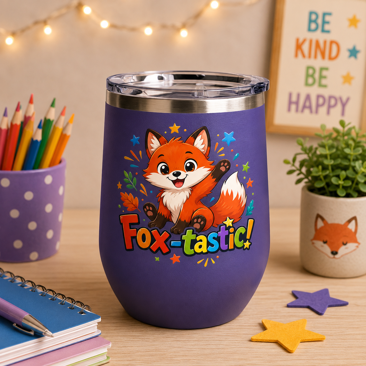 Fox-tastic! Cute Fox 12oz Insulated Tumbler (Fun Animal Gift)