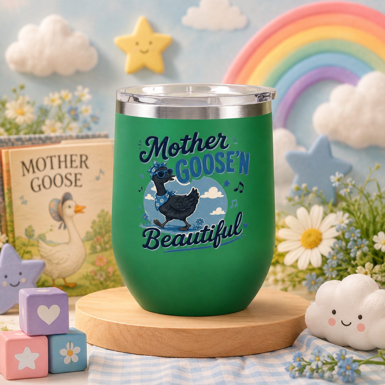 Mother Goose'n Beautiful 12oz Tumbler — Funny Nursery Rhyme Bird Cup