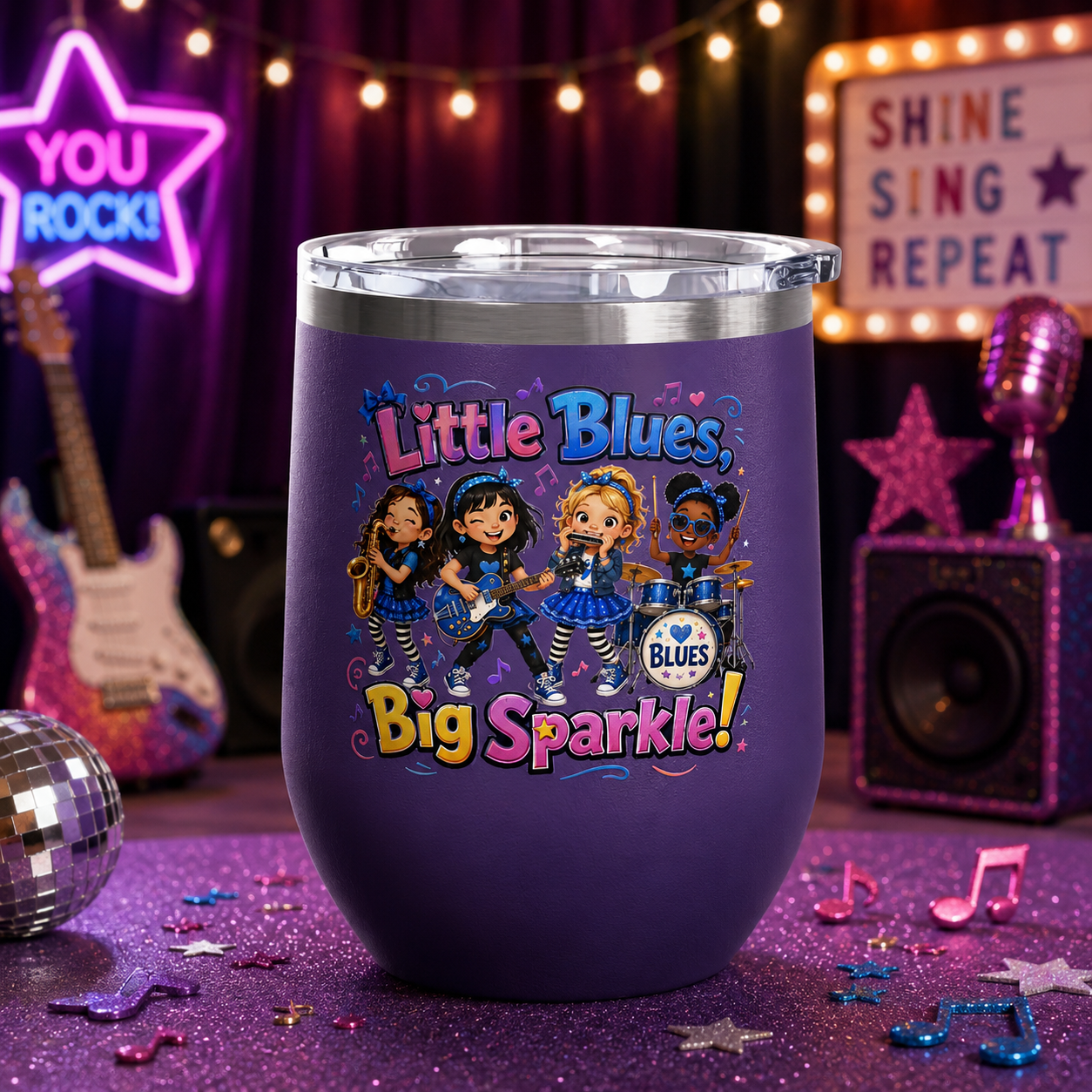 "Little Blues Big Sparkle" Insulated 12oz Travel Cup