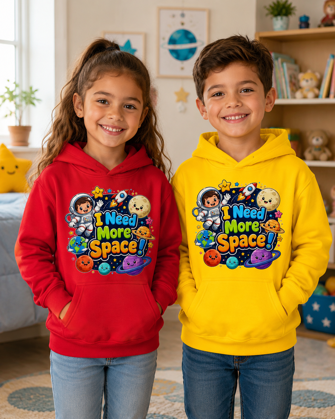 Kids Hoodie - "I Need More Space!" Cute Space Explorer Sweatshirt for Boys & Girls