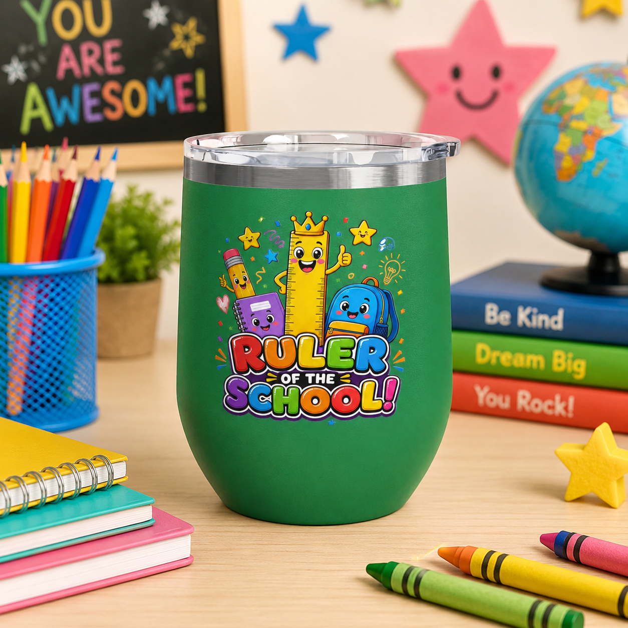 "Ruler of the School" Cute Teacher Gift, 12oz Insulated Cup