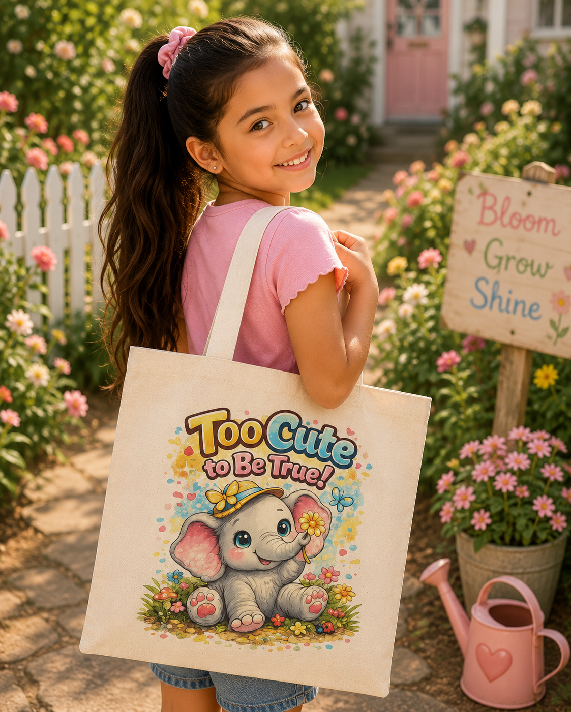 Cute Baby Elephant Tote Bag - "Too Cute to Be True!" Organic Cotton Shopper