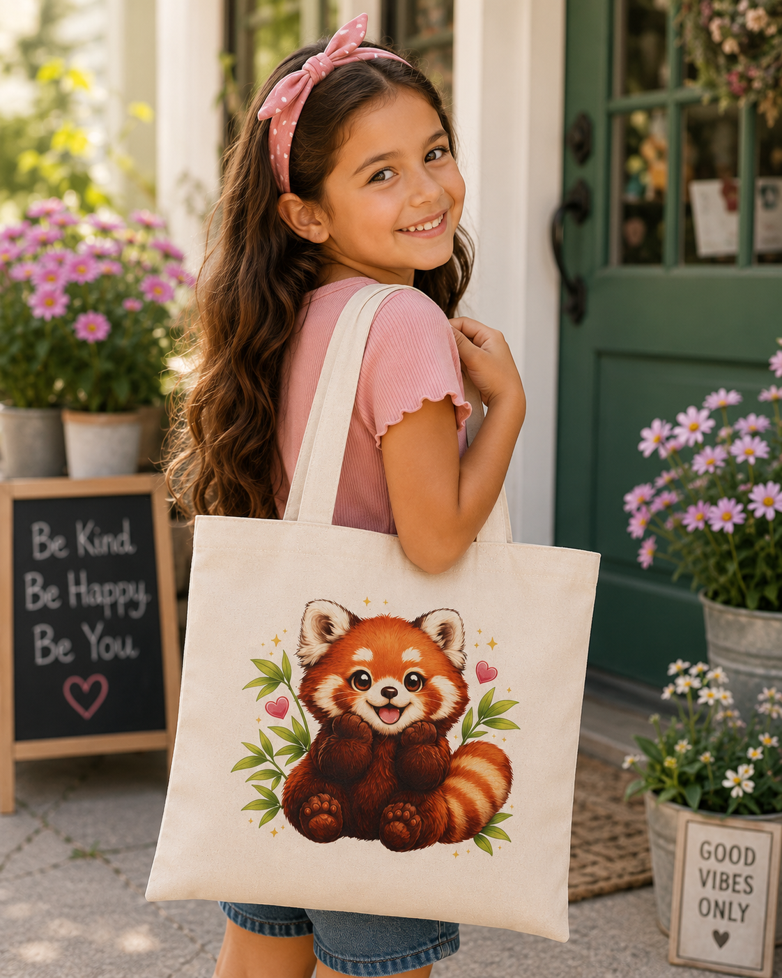 Red Panda Cute Tote Bag — Kawaii Animal Reusable Grocery & Gift Tote