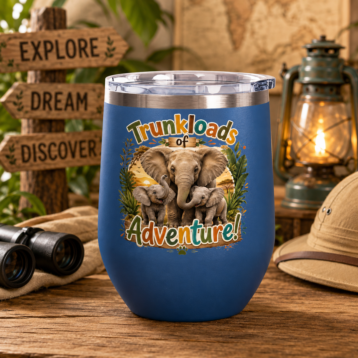 Elephant 'Trunkloads of Adventure' 12oz Tumbler